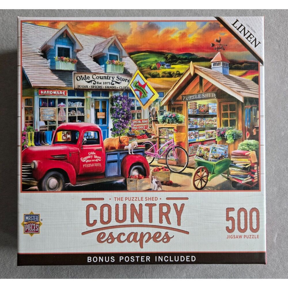 MasterPieces Country Escapes Puzzle Shed 500 pc Linen Complete Preowned